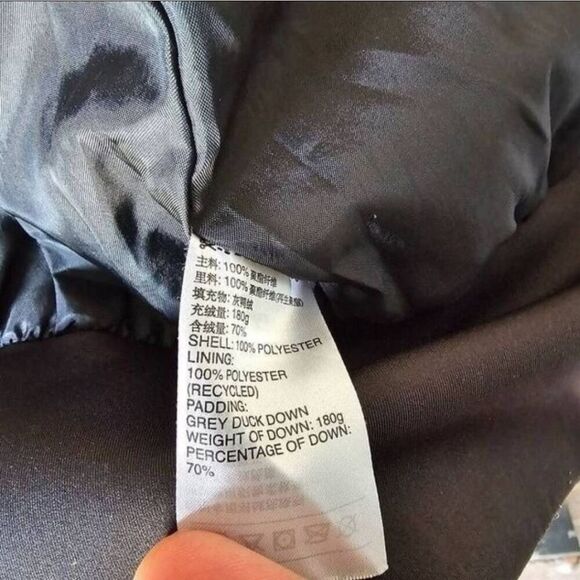 Adidas Neo Women’s M Grey Duck Down Puffer Jacket Coat Logo Print Hooded Warm - Picture 8 of 8